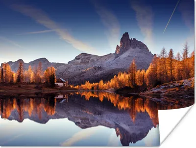 Produktbild von MuchoWow® Poster Berge - Bäume - Herbst - See - Natur 120x90 cm - Wandbild