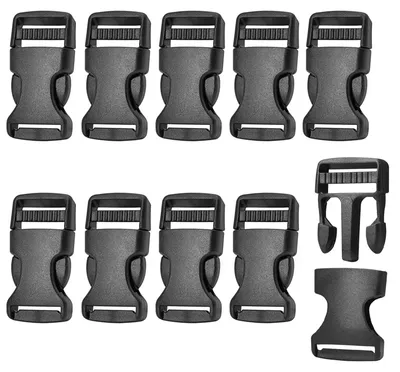 10 Klickverschlüsse, Side Squeeze Buckle, Kunststoff, schwarz, 25 mm