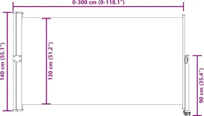 Productafbeelding van vidaXL Uitschuifbare zonnescherm zijwand, 140x300 cm, zwart