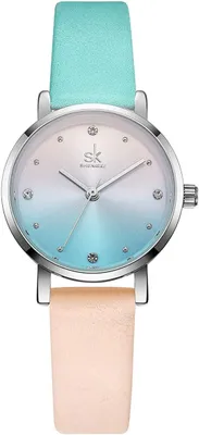 Image de Elégante montre-bracelet pour femme avec mouvement à quartz japonais et bracelet en cuir