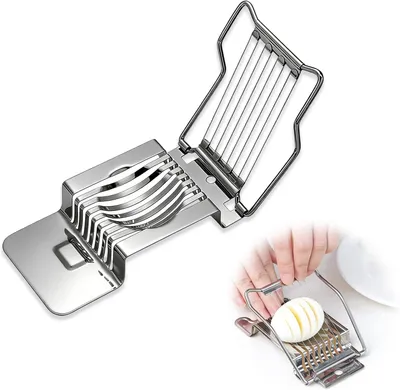 Imagen del producto de Cortador de huevos de acero inoxidable, con hilo de corte, apto para lavavajillas, ideal para huevos y frutas