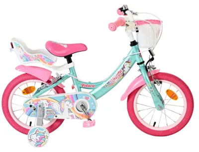 Productafbeelding van Volare Unicorn Kinderfiets - Meisjes - 14 inch - Groen - Twee Handremmen