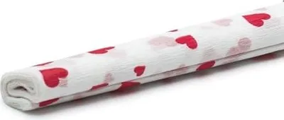 Obrázok produktu pre Krepový papier 50 x 200 cm, biely so srdiečkami