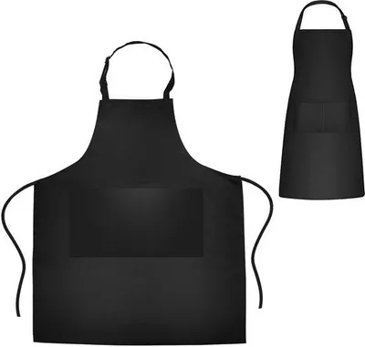 Productafbeelding van Ibenzoa® Verstelbare zwarte schort voor dames en heren met 2 zakken, verstelbare nekband, wasbaar – ideaal voor koken en barbecueën