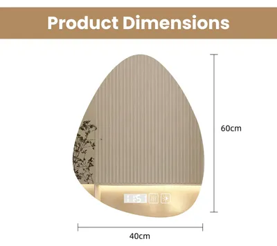 Image de Miroir de salle de bain - Miroir LED X07 - 40 x 60 cm - Forme irrégulière - Anti-buée - Contrôle tactile - 3 températures de couleur - Intensité variable