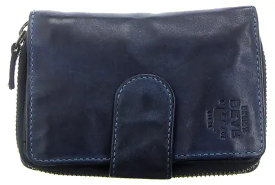 Produktbild von Damen Geldbörse Leder Portemonnaie Geldbeutel 10 Kartenfächer blau