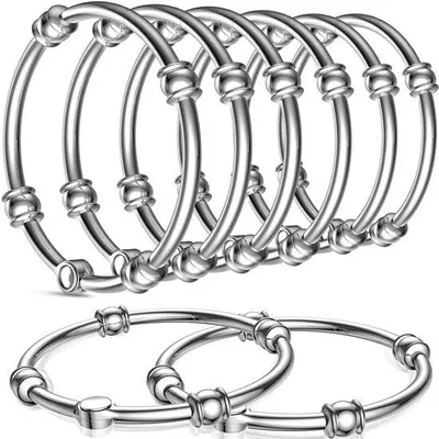 Image de Anneaux pour rideau de douche en acier inoxydable, argentés, lot de 12