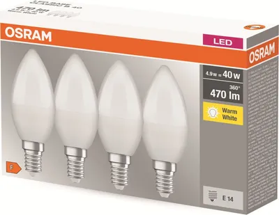 Image de Ampoule Led Flamme E14 Osram éclairage Chaud, Dépoli, Longue Durée - Osram