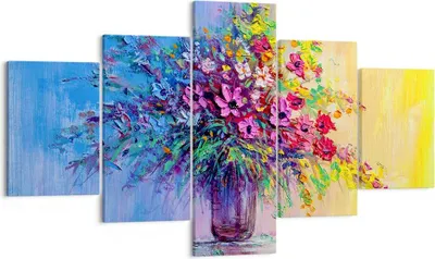Produktbild von Bild auf Leinwand - Leinwandbild - Blumen Vase - 125x70cm - Wand Bild - Wanddeko - Wandbilder - Leinwanddruck - Bilder - Kunstdruck - Wanddekoration - Leinwand bilder - Wandkunst - EA125x70-4117