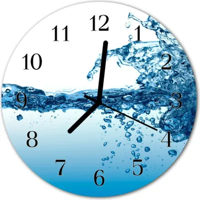 Produktbild von Glasuhr Wanduhr Küchenuhr Echt-Glas 30fi cm Wasser blau