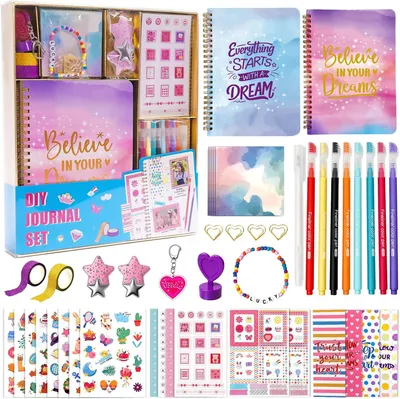 Obrázok produktu pre DIY Journal Kit, súprava na zápisník, s nálepkami a fixkami, pre školské projekty