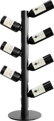 Obrázek produktu pro MetaloPro Stojan na Víno Paarl – Černý Kovový Regál na 8 Lahví Vína, Moderní Minimalistický Design, Ideální do Kuchyně, Sklepa nebo Baru - 80cm
