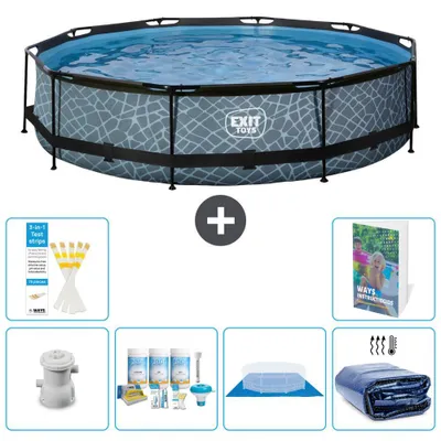 Zdjęcie produktu dla Basen Exit Pool okrągły – imitacja kamienia – 360 x 76 cm – 7 elementów  S289