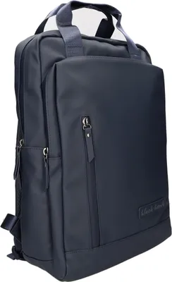 Produktbild von Rucksack BKR-505 aus blauem Kunstleder 33x40x10 cm mit Laptopfach und gepolsterten Schultergurten