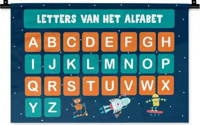 Produktbild von MuchoWow® Wandteppich Wandbehang Kinderzimmer - Alphabet - Lernen - Jungen - Mädchen - Kinder - Kinder 60x40 cm Tapisserie Dekoration Wandtuch - Wanddekorationen