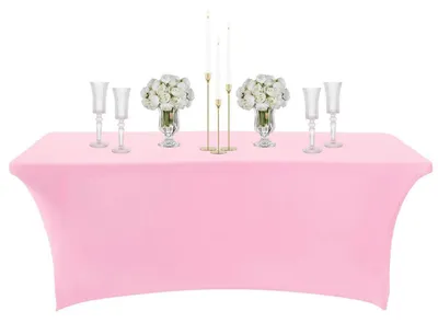 Produktbild von Elastische Tischdecke Rosa 122 cm Abwaschbar Rechteckig Wasserabweisend Kratzfest Polyester Elasthan