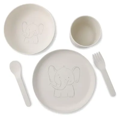 Produktbild von GREENBOX Kinder-Geschirrset 5tlg Biokunststoff I Frühstücksset spülmaschinengeei