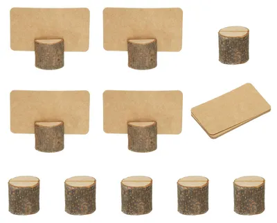Productafbeelding van Houten kaartenhouders - 10 stuks cilindrische tafelnummers voor foto's en menukaarten - Bruin