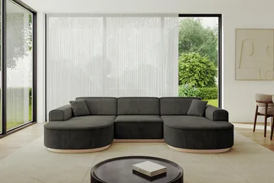 Produktbild von ALTDECOR Ecksofa in U-Form  MARI-U1-v1 -303x171x83 cm Schwarz -  Corner Sofa Bett Eckcouch Couch L-Form Wohnlandschaft Cauchsofa