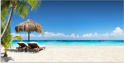 Produktbild von MuchoWow® Poster Strand - Sonnenschirm - Meer 120x60 cm - Bild