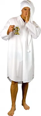 Produktbild von Ein weißes Nachthemd mit Kragen und Knopfleiste, für Damen und Herren weiß, Größe:XXL