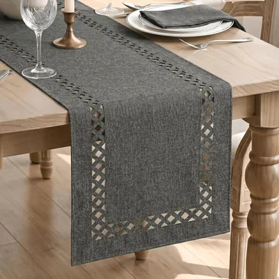 Produktbild von Grau Rustikaler Tischläufer im Landhausstil 40x140 cm für saisonale Tischdekoration