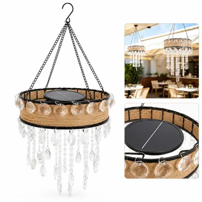 Produktbild von Solar-Hängeleuchte außen, Solar-Laterne mit Kristall, LED Gartenleuchte, warmweiß, für Garten, Terrasse, Balkon & Pavillon