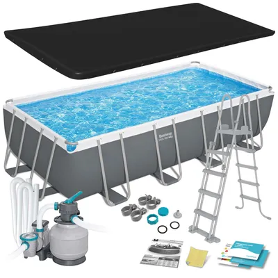 Obrázok produktu pre Súprava na montáž bazénov pre tubusové bazény – Steel Pro Max – 549 x 274 x 122 cm – obdĺžnikový (pieskový filter, rebrík, kryt)