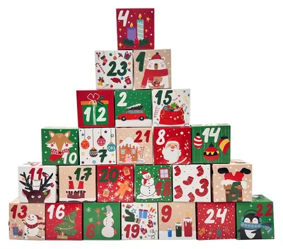 Immagine prodotto di Calendario dell'Avvento da riempire - 24 scatole per calendari dell'Avvento - Calendario di Natale - Scatole regalo - Decorazioni natalizie - Scomparti