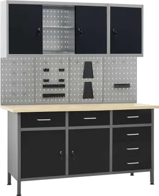 Obrázok produktu pre Pracovný stôl Living Store so 4 stenami na náradie a 2 nástennými skrinkami