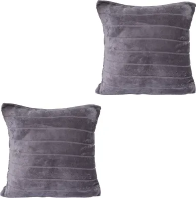 Produktbild von 2 Stück Kissenbezug Kissenhülle Bezug Reißverschluss Anthrazit Flanell 45x45cm