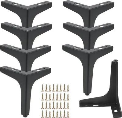 Productafbeelding van 15 cm Zwarte Metalen Meubelpoten - 8 Stuks Driehoekig Design voor Tafels en Banken