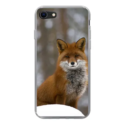 Produktbild von MuchoWow® Handyhülle Schutzhülle Hülle für iPhone SE 2020 Fuchs - Wald - Rot Silikon Softcase Handy Hülle - Kartenbesitzer