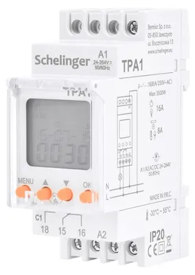 Productafbeelding van Schelinger Astronomische Tijdschakelaar - 24-264V AC/DC - 1-kanaals - DIN-rail - 16A - IP20