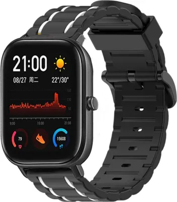 Produktbild von Strap-it Xiaomi Amazfit GTS Sport Schnallenarmband (Schwarz/Weiß)