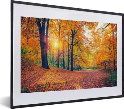 Produktbild von MuchoWow® Gerahmtes Poster Bäume - Herbst - Wald - Herbstliche Blätter 40x30 cm - Poster mit Schwarzem Bilderrahmen Wandposter Rahmen Foto Bilder - Bilderrahmen - Poster im Rahmen