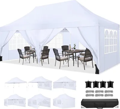 Immagine prodotto di COBIZI gazebo pieghevole 3x6m impermeabile e stabile con 6 pareti laterali, gazebo pop up per feste, gazebo da giardino anti-UV in