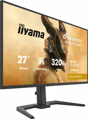 Produktbild von 27" Fast IPS Gaming, G-Master Gold Phoenix, G-SYNC Compatible, 2560x1440@320Hz, 350cd/m², 2xHDMI 2.1, DisplayPort, 0,6ms (MPRT), Spe
