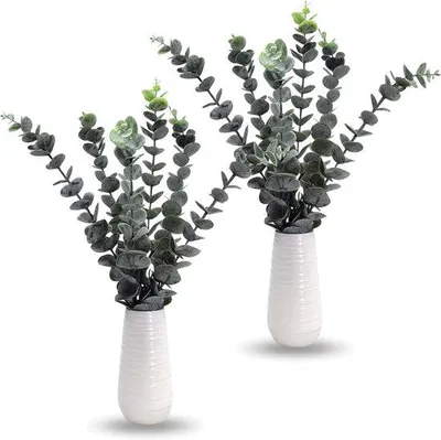 Obrázok produktu pre Dekorácia v tvare eukalyptu, biela, 45 cm, keramika