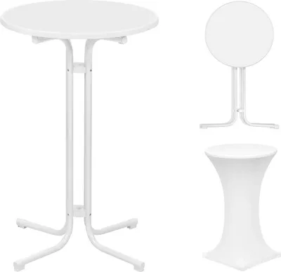 Produktbild von Klappbarer wetterfester Stehtisch mit Abdeckung 70 cm | Weiß | 70x70x110 cm