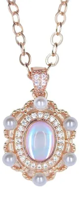 Produktbild von Opal 925 Sterling Silber Perlen Blumen Halskette,Feuer Opal Zirkonia Geburts Ste