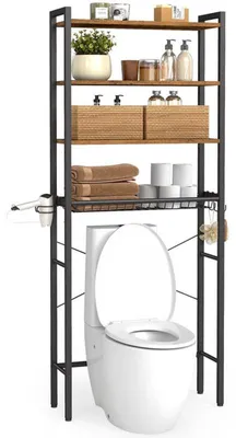Obrázek produktu pro Koupelnový regál nad toaletu BTS114KD01, 24 x 60 x 173 cm, černo/hnědá