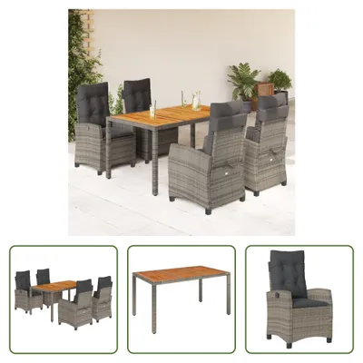 Produktbild von The Living Store 5-tlg. Garten-Essgruppe mit Kissen Grau Poly Rattan