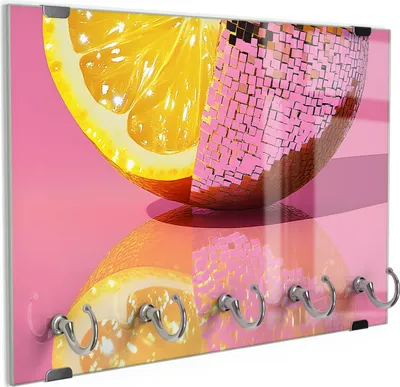 Produktbild von DEQORI Schlüsselbrett Glas 30x20 cm 'Zitrusdisco' Schlüssel Halter Board Haken