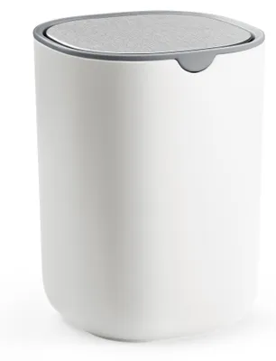 Produktbild von SONGMICS Mini Abfalleimer mit Schwingdeckel, Edelstahl Kosmetikeimer, für Schreibtisch, Bad, Schlafzimmer, 1,5 L, weiß