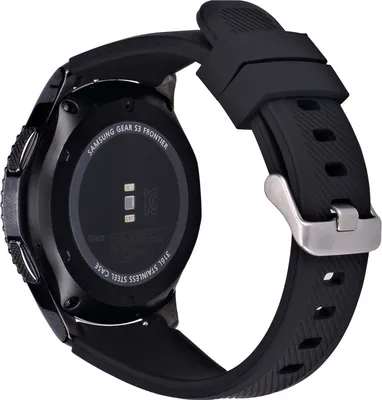 Produktbild von SYSTEM-S Armband flexibel aus Silikon 22mm für Samsung Gear S3 Smartwatch in Schwarz