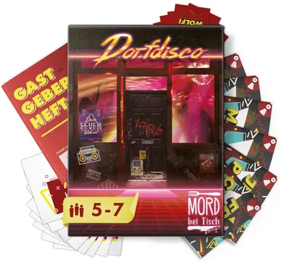Produktbild von Krimi-Dinner Dorfdisco – 80er Krimispiel für 4-6 Personen