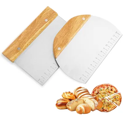 2er-Set Teigkarten aus Edelstahl mit Holzgriff, 16,3 cm