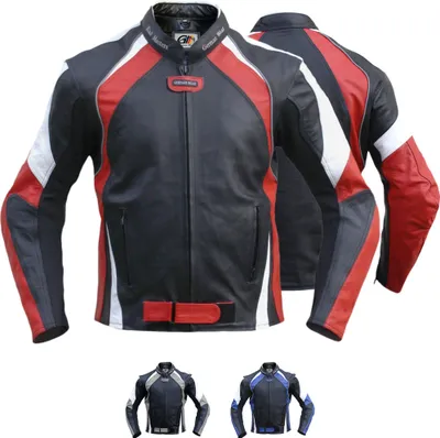 Produktbild von Lederjacke Motorradjacke Rindsleder Kombijacke , Größe:48/S, Farbe:Rot
