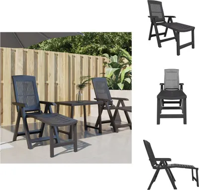 Image de vidaXL Chaise longue anthracite en plastique -  Chaises longues